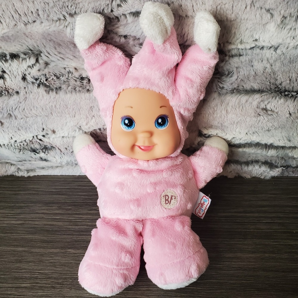 Goldberger Baby's First PINK TIKKA Doll Chime Rattle Minky Dots Vinyl Face Girl